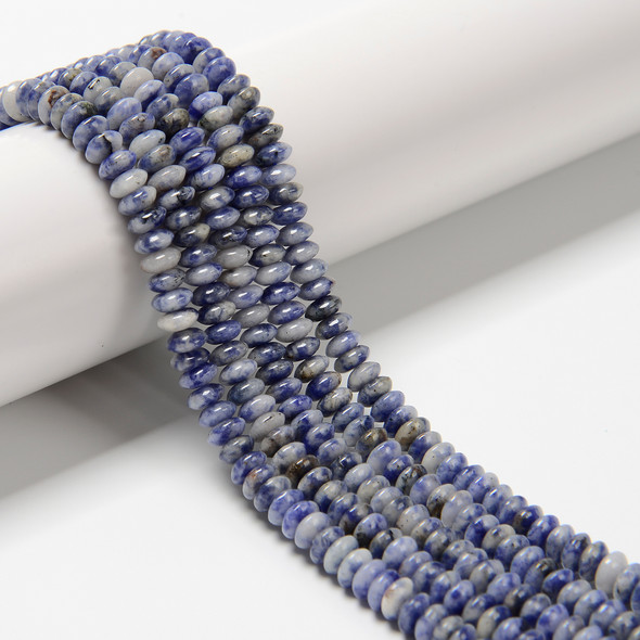 Blue Spot, Jasper, Dyed, Heishi Bicone, One 3x6mm Strand