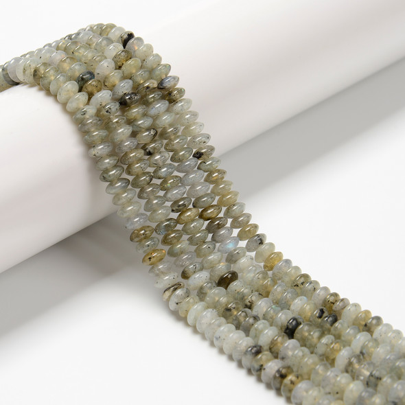 Labradorite, Natural, Heishi Bicone, One 3x6mm Strand