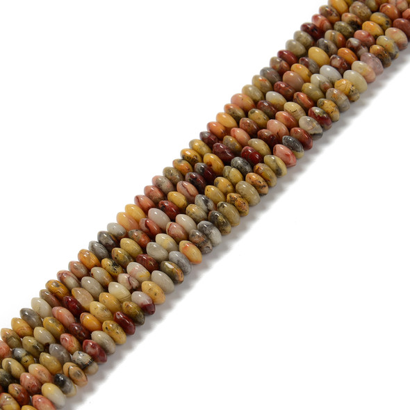 Crazy Lace Agate, Natural, Heishi Bicone, One 3x6mm Strand
