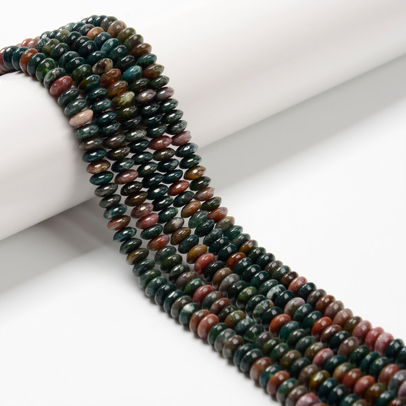 India Agate, Natural, Heishi Bicone, One 3x6mm Strand