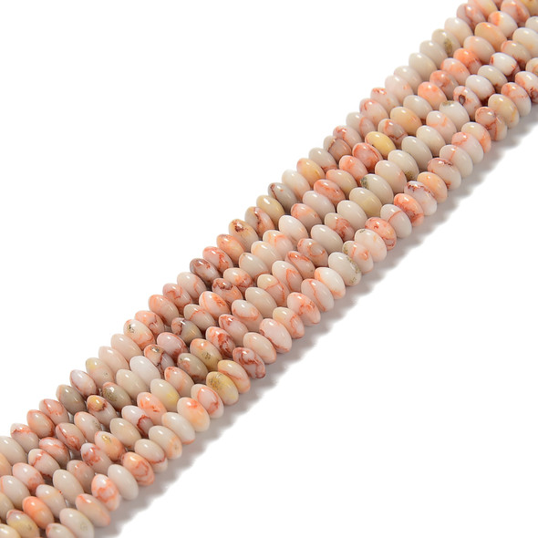 Red Web, Jasper, Natural, Heishi Bicone, One 3x6mm Strand