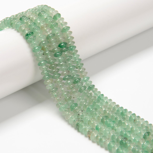 Strawberry Quartz, Green, Natural, Heishi Bicone, One 3x6mm Strand