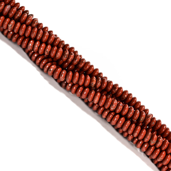 Red Jasper, Natural, Heishi Bicone, One 3x6mm Strand