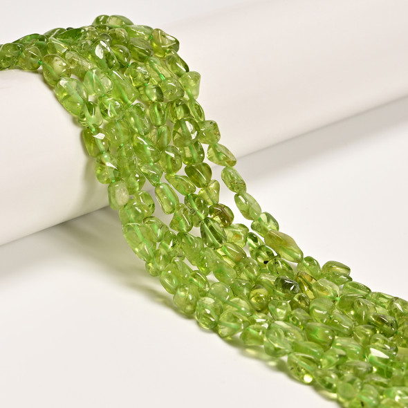 Peridot, Natural, Smooth, Nuggets, Varied Sizes, One 6-8mm Strand
