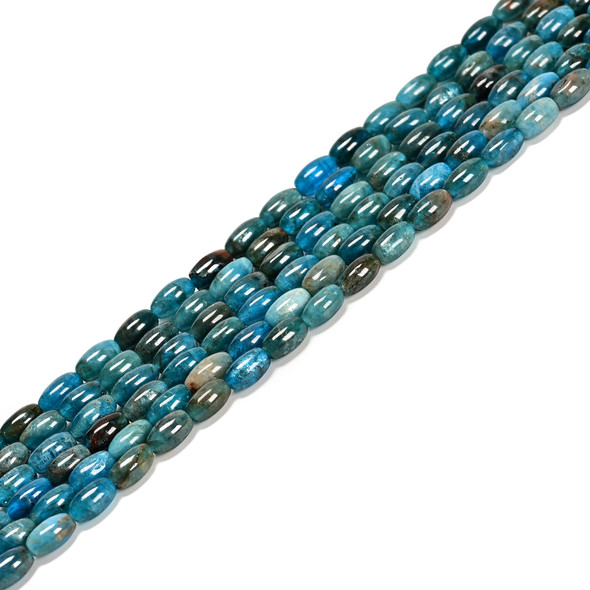 Apatite, Neon, Natural, Smooth Rice Beads, One 5x8mm Strand