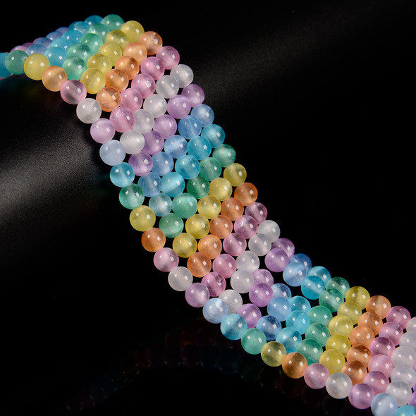 6mm Selenite, Mixed Color, Dyed, Smooth Round