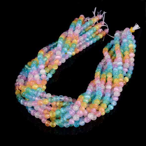 6mm Selenite, Mixed Color, Dyed, Smooth Round