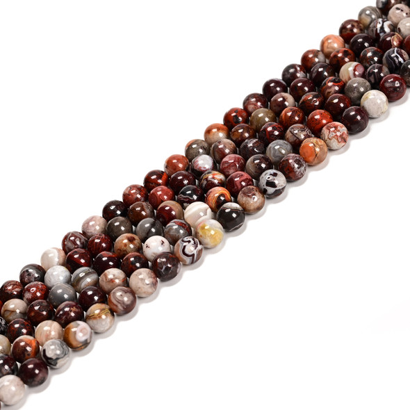 6mm Crazy Lace Agate, Mexican, Natural, Smooth Round