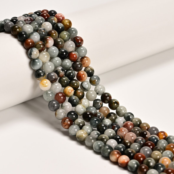 6mm Eagle Eye, Multicolor, Natural, Smooth Round
