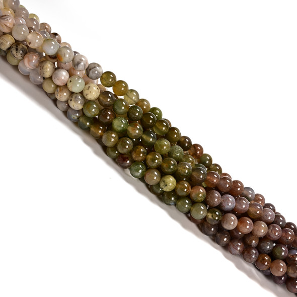6mm Crazy Lace Agate & India Agate Mix, Natural, Smooth Round