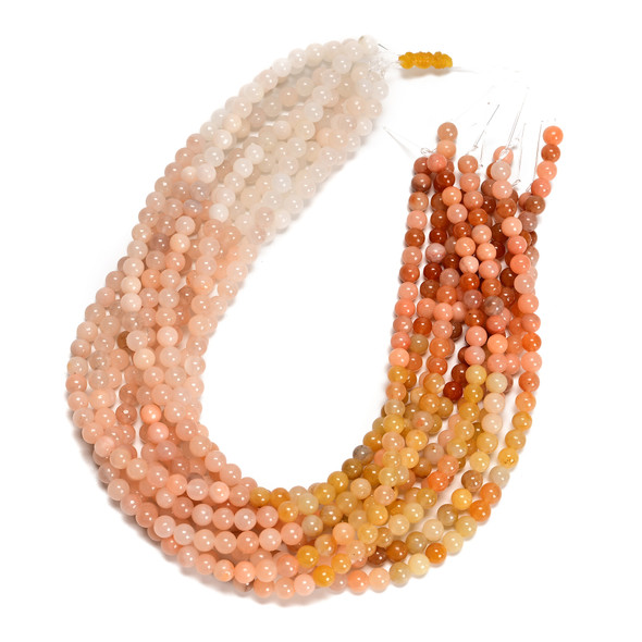 6mm Mix, Aventurine & Quartz, Pink, Smooth Round