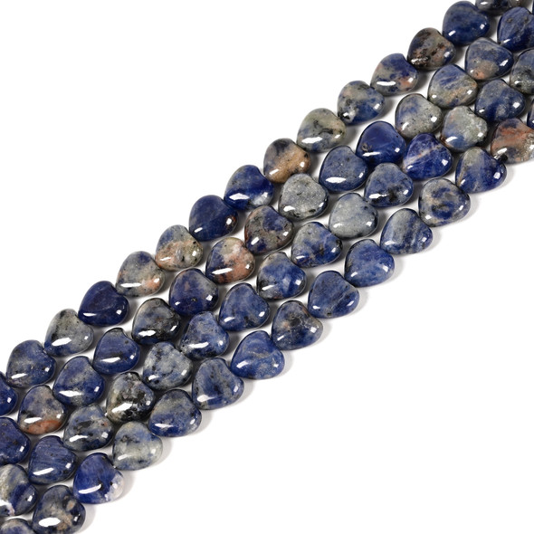 Sodalite, Natural, Puffy Heart, One 10mm Strand