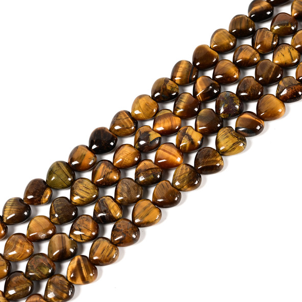 Tiger Eye, Natural, Puffy Heart, One 10mm Strand