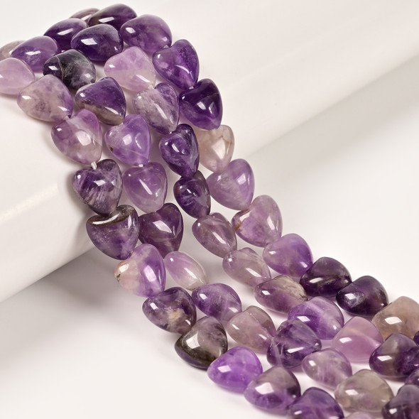 Amethyst, Natural, Puffy Heart, One 10mm Strand