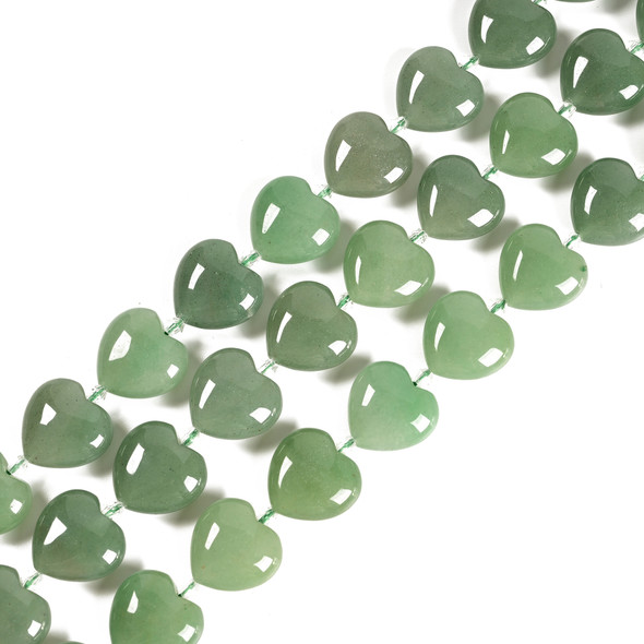 Aventurine, Green, Natural, Puffy Heart, One 20mm Strand