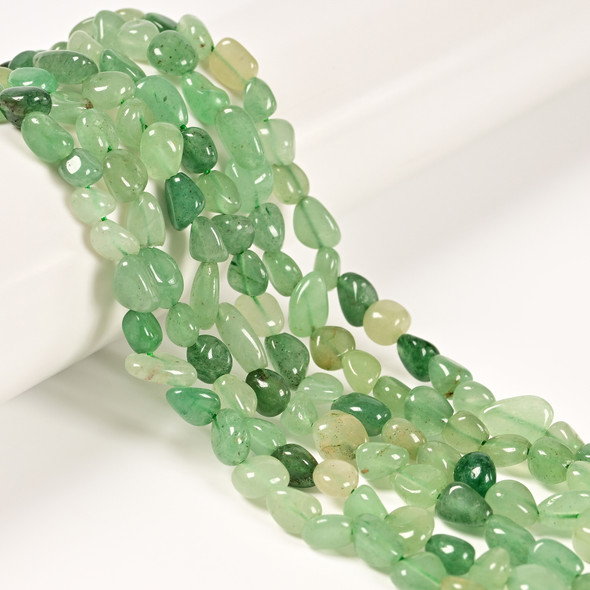 Aventurine, Green, Natural, Smooth, Nuggets, Varied Sizes, One 8-10mm Strand