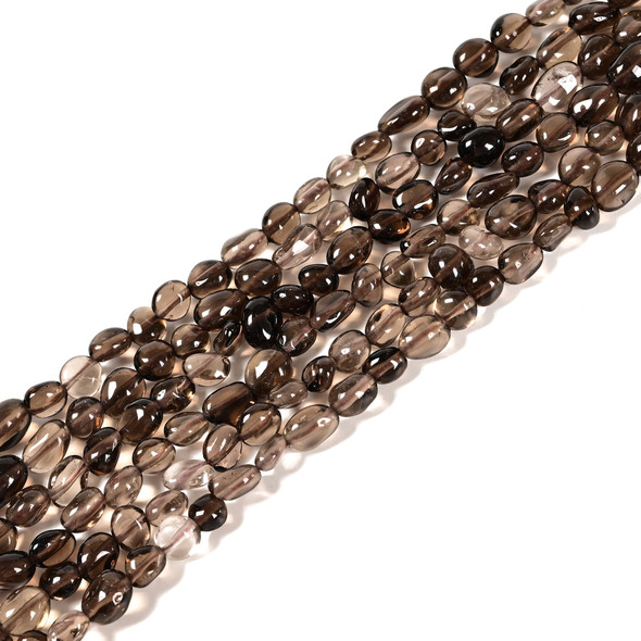 Smoky Quartz, Heated, Smooth, Nuggets, Varied Sizes, One 8-10mm Strand