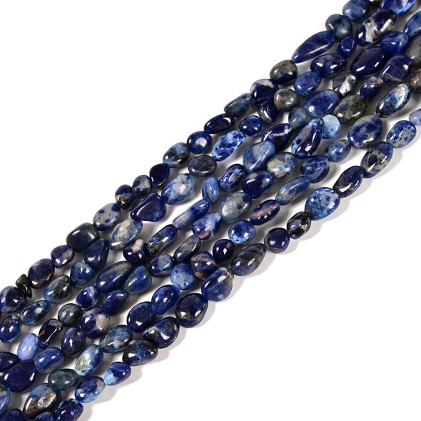 Sodalite, Natural, Smooth, Nuggets, Varied Sizes, One 8-10mm Strand