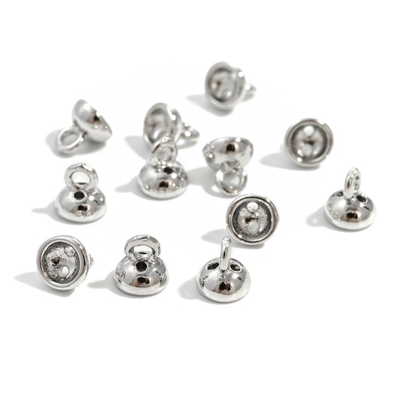 Beading Ends, 4mm, Copper, 18K White Gold Plated, 10 PCS