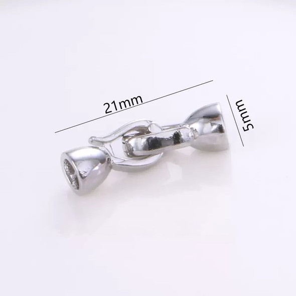 Snap Clasp, 5x20mm, 14 Karat Shinny White Gold Plated Copper, 2 PCS