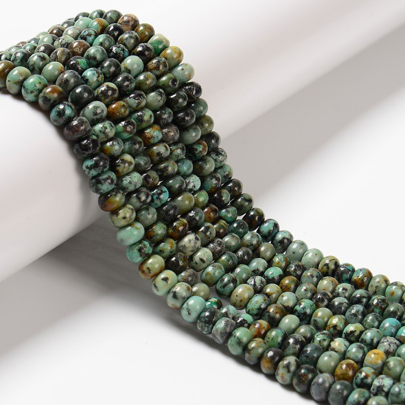 African Turquoise, Jasper, Dyed, Smooth Rondelle, One 6x4mm Strand