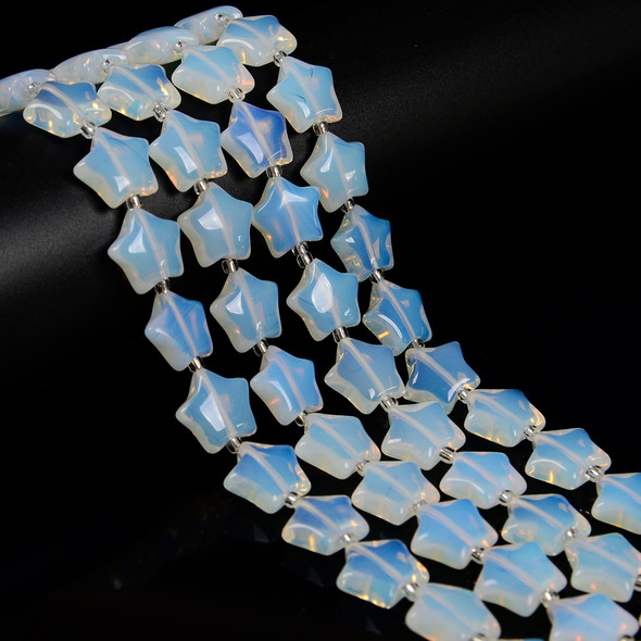 Opalite, Glass, Smooth, Stars, One 15mm Strand