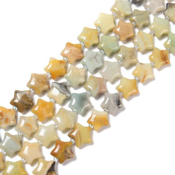 Amazonite, Mix, Natural, Smooth, Stars, One 15mm Strand