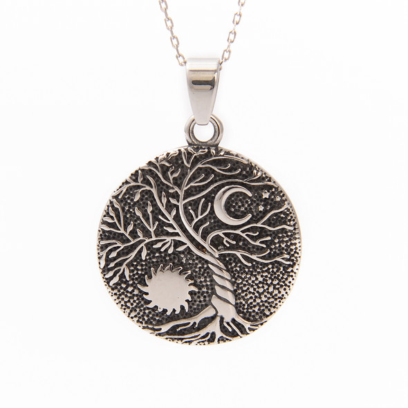Celestial Tree Pendant, Stainless Steel, 30mm