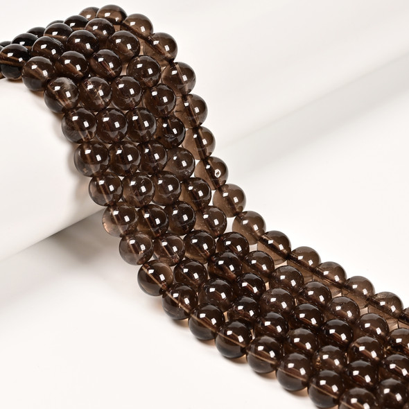 Smoky Quartz, Heated, Smooth Round in sizes 8mm. Priced Per Strand