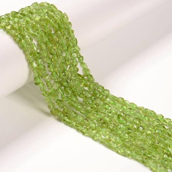 Peridot, Natural, Smooth, Nuggets, Varied Sizes, One 5-6mm Strand