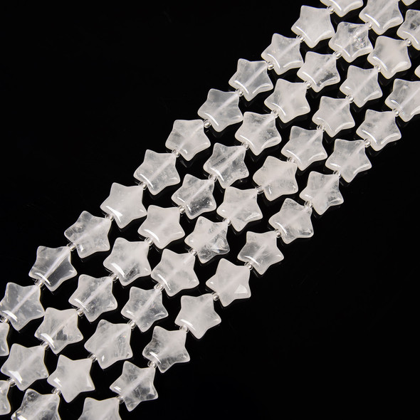 Crystal Quartz, Clear, Natural, Smooth, Stars, One 15mm Strand