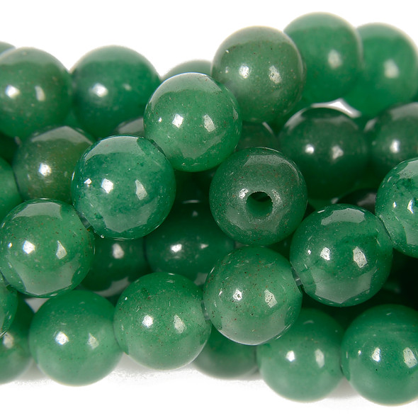Aventurine, Green, Natural, Smooth Round, 8mm with 2mm Hole, One Strand