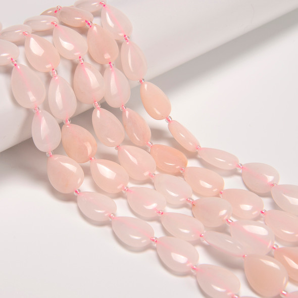 Aventurine, Pink, Light, Natural, Smooth, Teardrop , One 13x18mm Strand