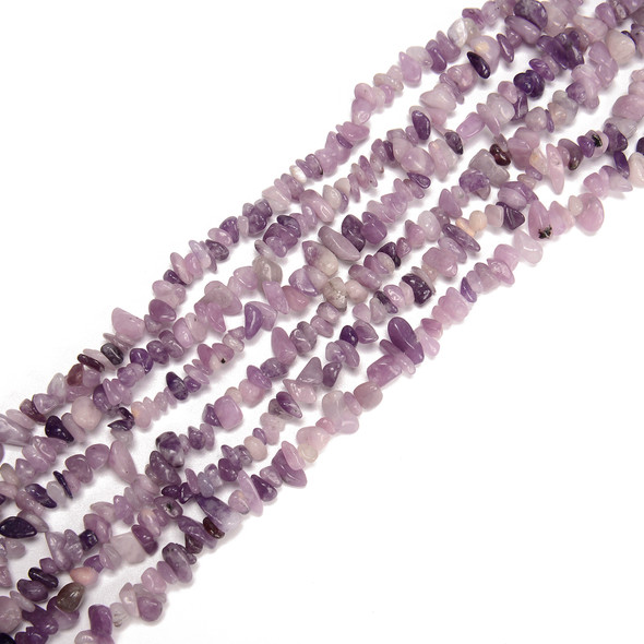 Lepidolite, Natural, Chip sizes 7x3mm, One 32in Strand