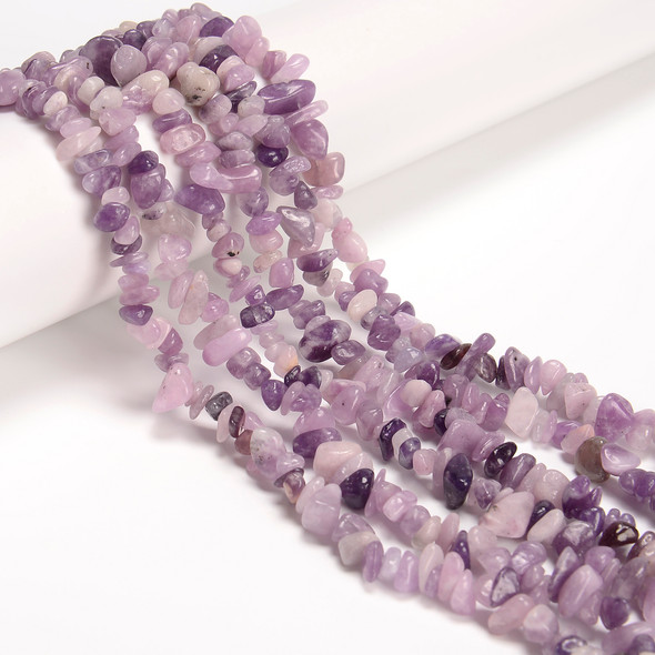 Lepidolite, Natural, Chip sizes 7x3mm, One 32in Strand