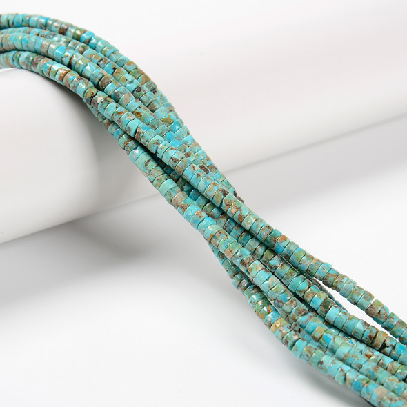 Turquoise, Chinese, Stabilized, Heishi, One 2x3mm Strand