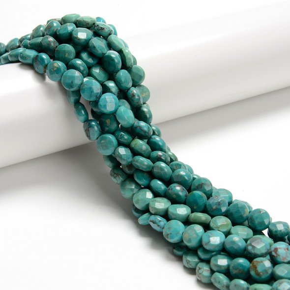 Turquoise, Chinese, Stabilized, Faceted Coin, One 6mm Strand