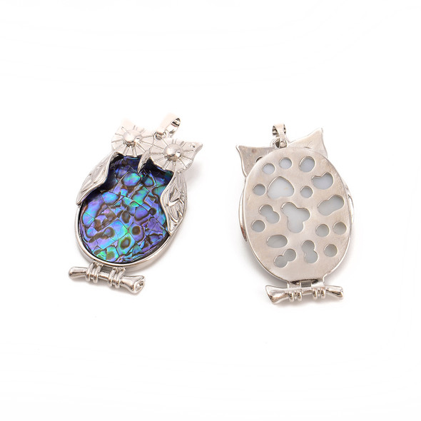 Abalone, Owl, One Pendant, 27x45mm