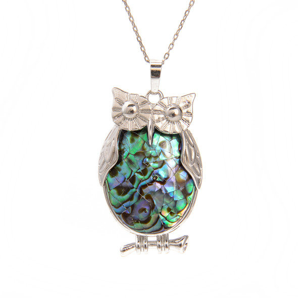 Abalone, Owl, One Pendant, 27x45mm