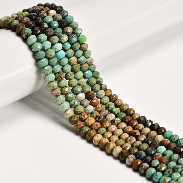 Turquoise, Chinese, Stabilized, Faceted Rondelle, One 6x4mm Strand