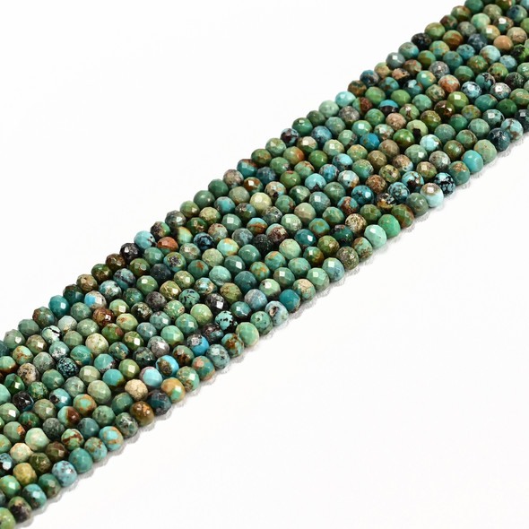 Turquoise, Chinese, Stabilized, Faceted Rondelle, One 4x3mm Strand