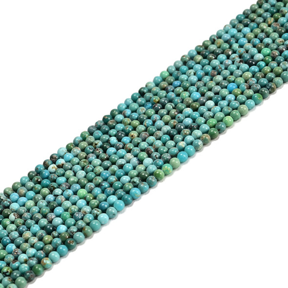 Turquoise, Chinese, Stabilized, Smooth Round, One 3mm Strand