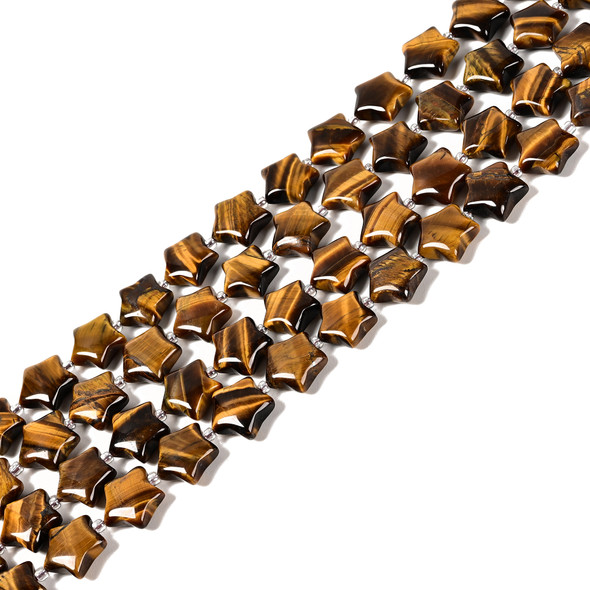 Tiger Eye, Natural, Smooth, Stars, One 15mm Strand