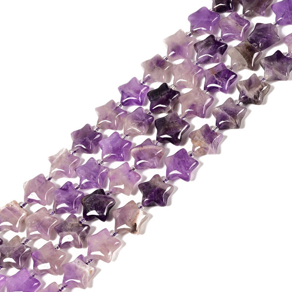 Amethyst, Natural, Smooth, Stars, One 15mm Strand