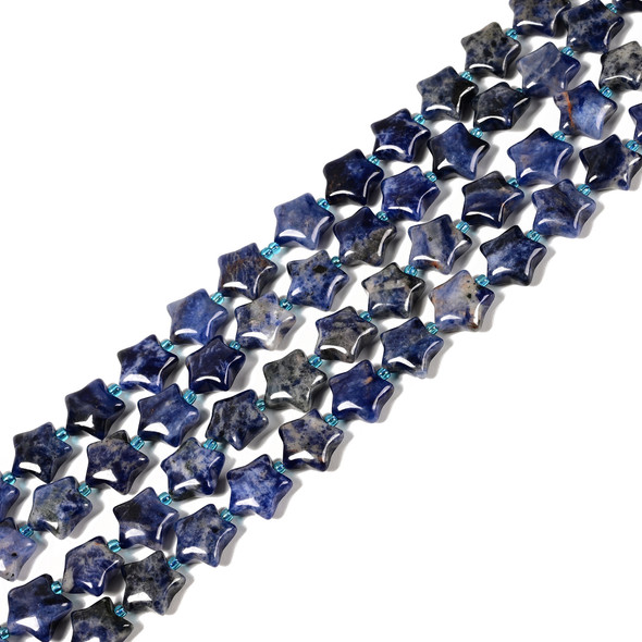 Sodalite, Natural, Smooth, Stars, One 15mm Strand