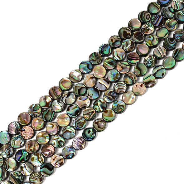Abalone, Shell, Coin, One 8mm Strand