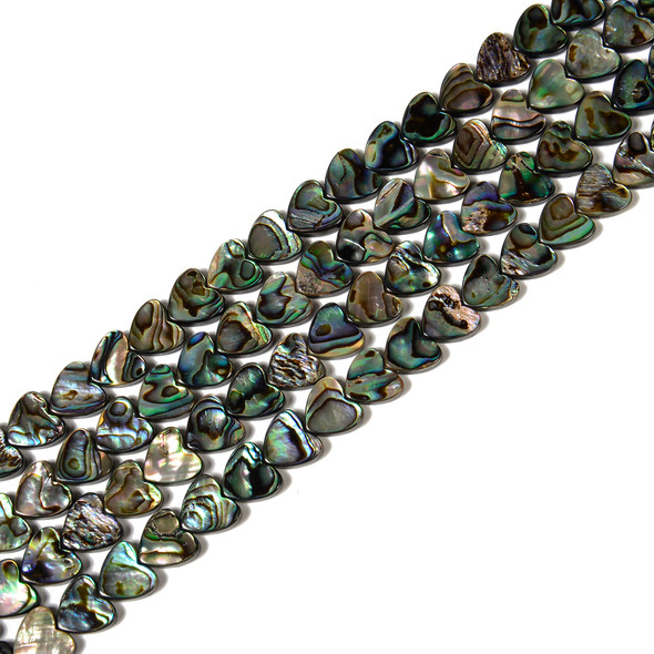 Abalone, Shell, Heart, One 12mm Strand