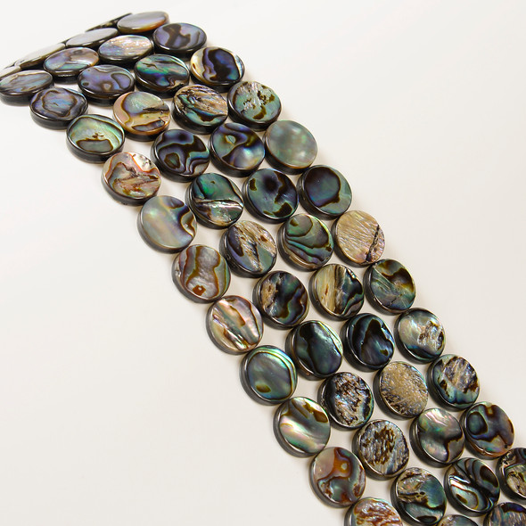 Abalone, Shell, Coin, One 12mm Strand