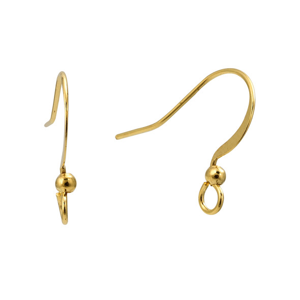 Ear Wires, 18mm, 24 gauge, Gold Plated over Copper, 100 PCS