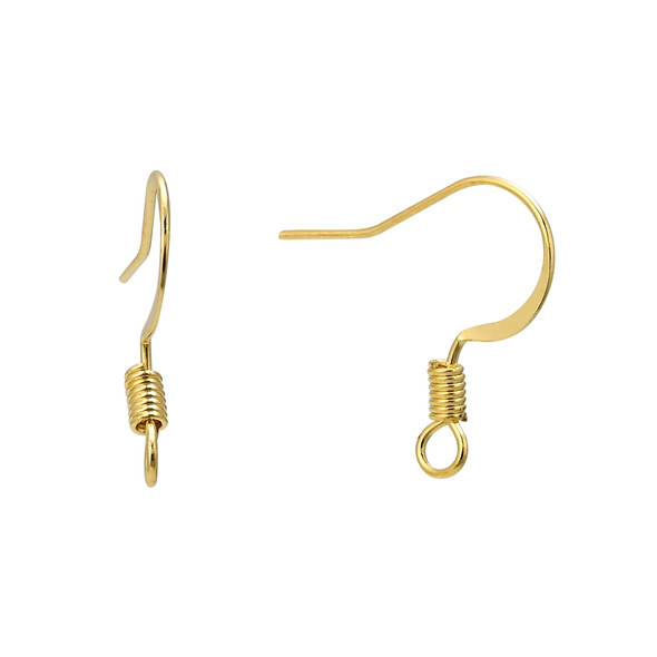 Ear Wires, 16mm, 24 gauge, Gold Plated over Copper, 100 PCS